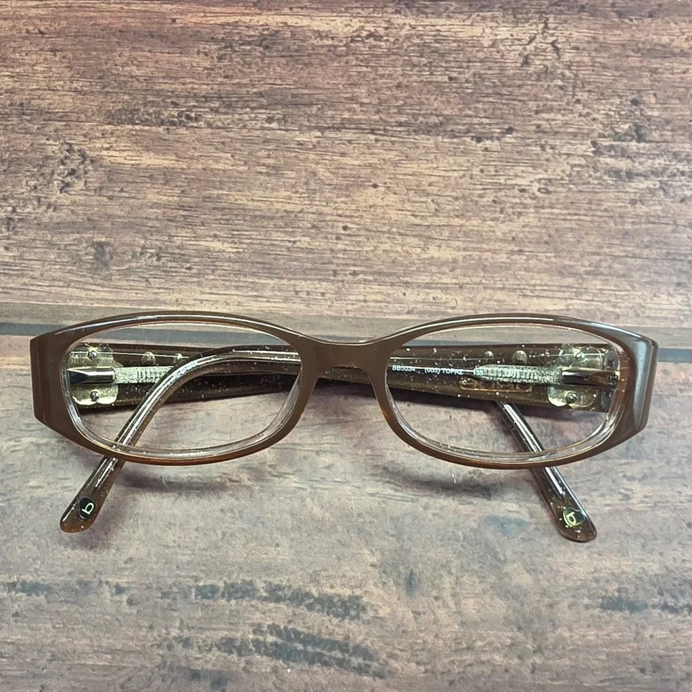 Bebe BB5034 Calming Topaz Brown Glitter Rose Eyeglasses Frames 51-15-135